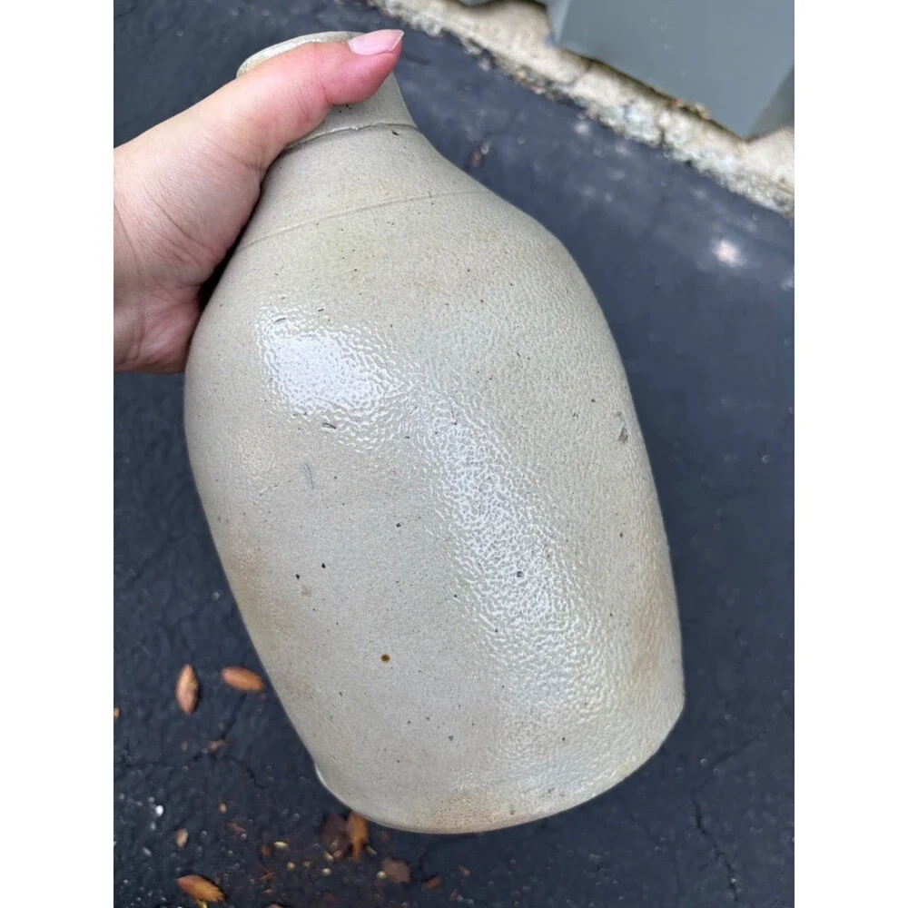 Antique Salt Glazed neutral beige Gray Stoneware Jug 10